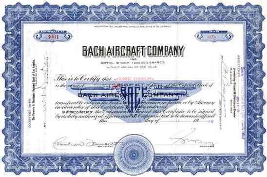 Bach Stock Certificate