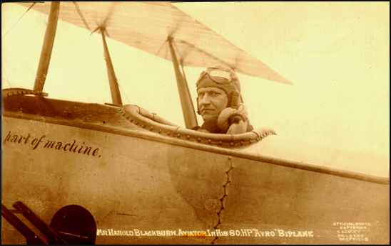 Harold Blackburn in his Avro